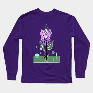 purple retro style tulip flower Long Sleeve T-Shirt